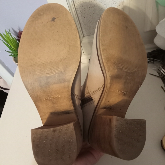 ALDO Beige Lace-Up Ankle Boots with Block Heel - Picture 5 of 7
